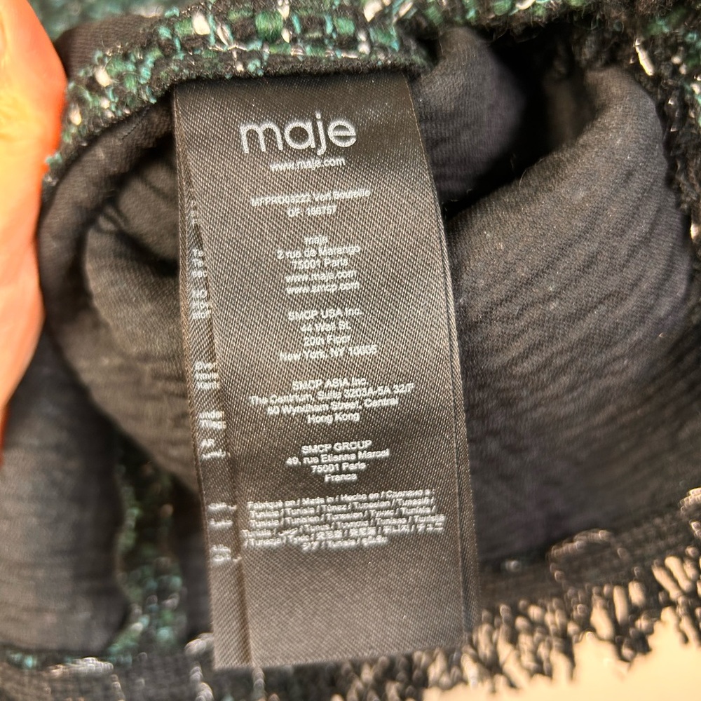 Maje Black/Green Tweed and Cotton Knit Mini Dress - Picture 5 of 5
